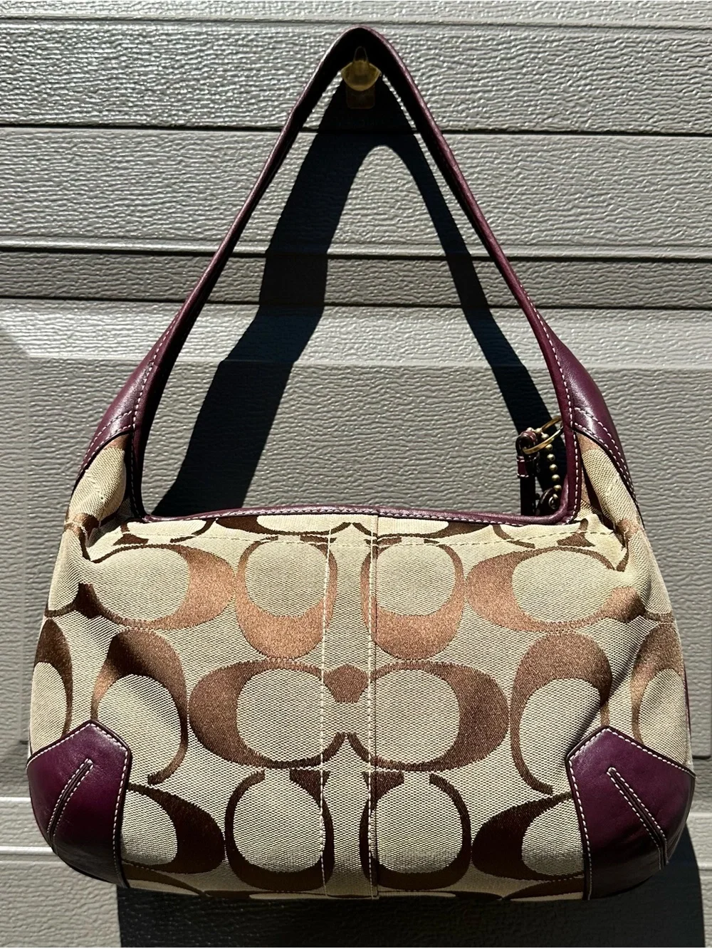 Vintage Y2K 2000s Preppy Coach 11290 Signature C Canvas Hobo Shoulder Bag